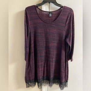 Torrid sweater tunic length burgundy 3/4‎ sleeves 1X